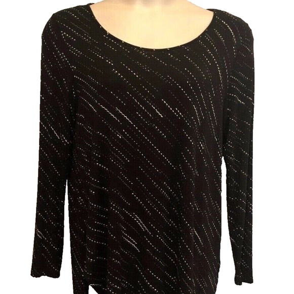 Women's APT. 9 Black Multi Asymmetrical Scoop Neck Jersey Top Size XL - Picture 2 of 9